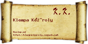 Klempa Károly névjegykártya