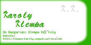karoly klempa business card